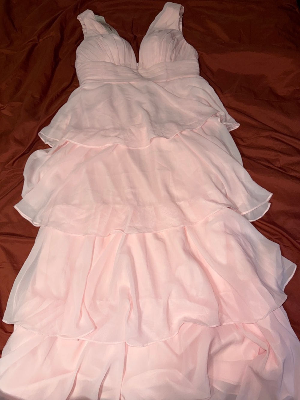 NWT Pink Tiered Ruffle Chiffon Dress